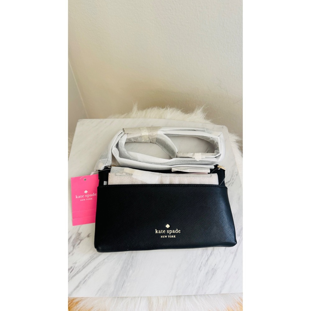 Kate Spade Textured Leather Crossbody Bag with Removable Pouch, Black/Pink, NWT - Picture 11 of 15